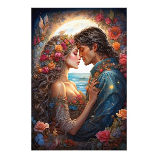 *~* Fantasie Ocean Couple Romantisch AP51 Moonligh Foto Afdruk (Voorkant)