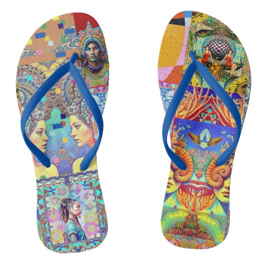 FANTASIE ONTWERPER COLLAGE TEENSLIPPERS (Voetbed)
