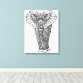 Fantasie Patroon Olifant Doodle 6 Canvas Afdruk (Insitu (Houten vloer))
