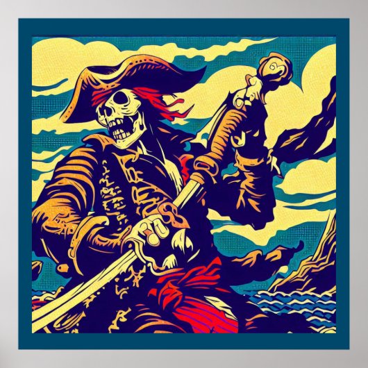 Fantasie Pirate Anime - Woodcut 1 Poster (Voorkant)