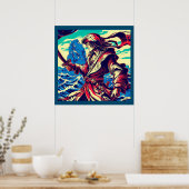 Fantasie Pirate Anime - Woodcut 2 Poster (Keuken)