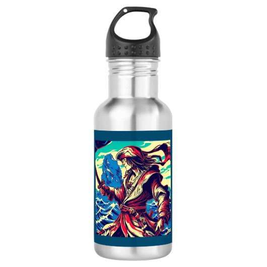 Fantasie Pirate Anime - Woodcut 2 Waterfles (Voorkant)