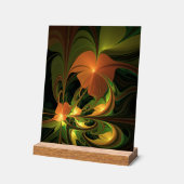 Fantasie Plant Abstract Groen Roest Bruin Fractal Acryl Bord (Hoek)
