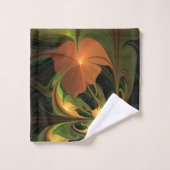 Fantasie Plant Abstract Groen Roest Bruin Fractal Bad Handdoek (Wasdoekje)