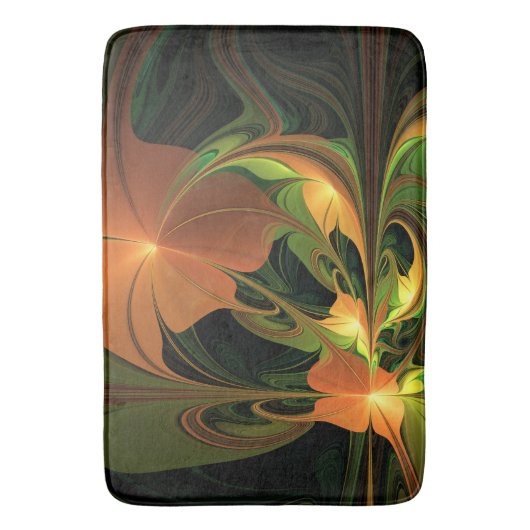 Fantasie Plant Abstract Groen Roest Bruin Fractal Badmat (Voorkant Verticaal)