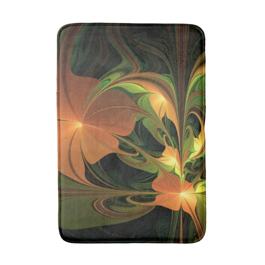 Fantasie Plant Abstract Groen Roest Bruin Fractal Badmat (Voorkant Verticaal)