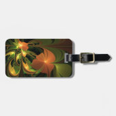 Fantasie Plant Abstract Groen Roest Bruin Fractal Bagagelabel (Voorkant horizontaal)