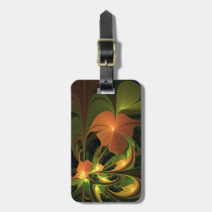 Fantasie Plant Abstract Groen Roest Bruin Fractal Bagagelabel