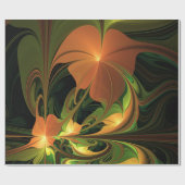 Fantasie Plant Abstract Groen Roest Bruin Fractal Cadeaupapier (Vlak)