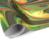 Fantasie Plant Abstract Groen Roest Bruin Fractal Cadeaupapier (Rol Hoek)