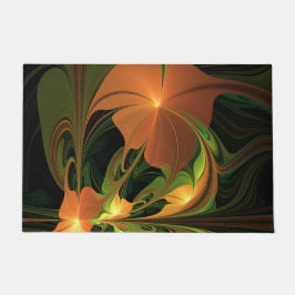 Fantasie Plant Abstract Groen Roest Bruin Fractal Deurmat