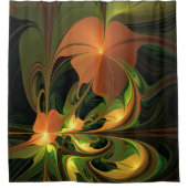 Fantasie Plant Abstract Groen Roest Bruin Fractal Douchegordijn (Voorkant)