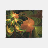 Fantasie Plant Abstract Groen Roest Bruin Fractal Fleece Deken (Voorkant (Horizontaal))