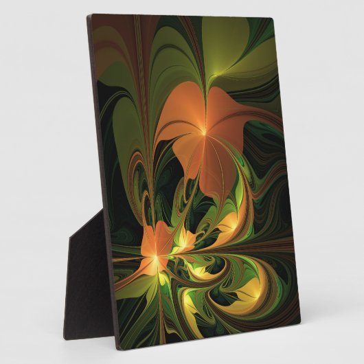 Fantasie Plant Abstract Groen Roest Bruin Fractal Fotoplaat (Zijkant)