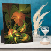 Fantasie Plant Abstract Groen Roest Bruin Fractal Fotoplaat (Zijkant)