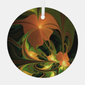 Fantasie Plant Abstract Groen Roest Bruin Fractal Glas Ornament (Achterkant)