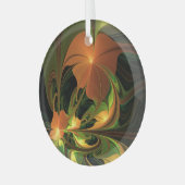 Fantasie Plant Abstract Groen Roest Bruin Fractal Glas Ornament (Voorkant links)