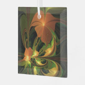 Fantasie Plant Abstract Groen Roest Bruin Fractal Glas Ornament (Voorkant links)