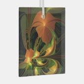 Fantasie Plant Abstract Groen Roest Bruin Fractal Glas Ornament (Voorkant Rechts)