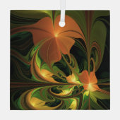 Fantasie Plant Abstract Groen Roest Bruin Fractal Glas Ornament (Achterkant)