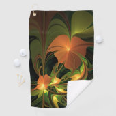 Fantasie Plant Abstract Groen Roest Bruin Fractal Golfhanddoek (Insitu)