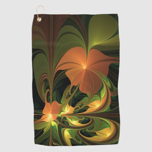 Fantasie Plant Abstract Groen Roest Bruin Fractal Golfhanddoek (Voorkant)