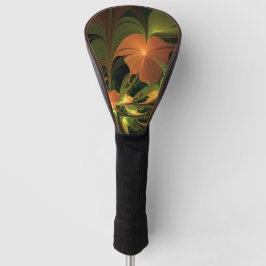 Fantasie Plant Abstract Groen Roest Bruin Fractal Golfheadcover