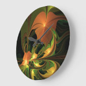 Fantasie Plant Abstract Groen Roest Bruin Fractal Grote Klok (Hoek)