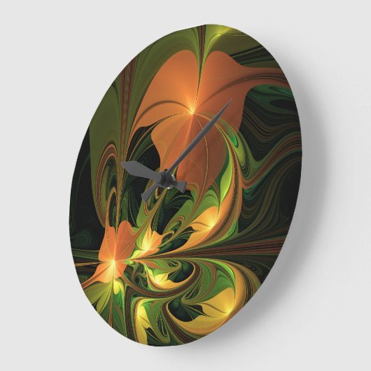 Fantasie Plant Abstract Groen Roest Bruin Fractal Grote Klok (Hoek)