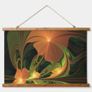 Fantasie Plant Abstract Groen Roest Bruin Fractal Hangend Wandkleed