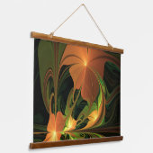 Fantasie Plant Abstract Groen Roest Bruin Fractal Hangend Wandkleed (Gebogen)