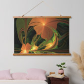 Fantasie Plant Abstract Groen Roest Bruin Fractal Hangend Wandkleed (Slaapkamer)