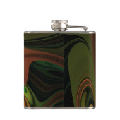 Fantasie Plant Abstract Groen Roest Bruin Fractal Heupfles (Achterkant)