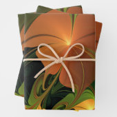 Fantasie Plant Abstract Groen Roest Bruin Fractal Inpakpapier Vel (In situ)