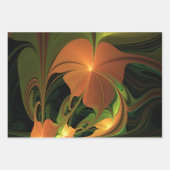 Fantasie Plant Abstract Groen Roest Bruin Fractal Inpakpapier Vel (Voorkant)