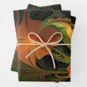 Fantasie Plant Abstract Groen Roest Bruin Fractal Inpakpapier Vel (In situ)