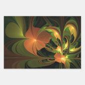 Fantasie Plant Abstract Groen Roest Bruin Fractal Inpakpapier Vel (Voorkant)