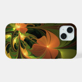 Fantasie Plant Abstract Groen Roest Bruin Fractal iPhone 15 Case (Achterkant horizontaal)