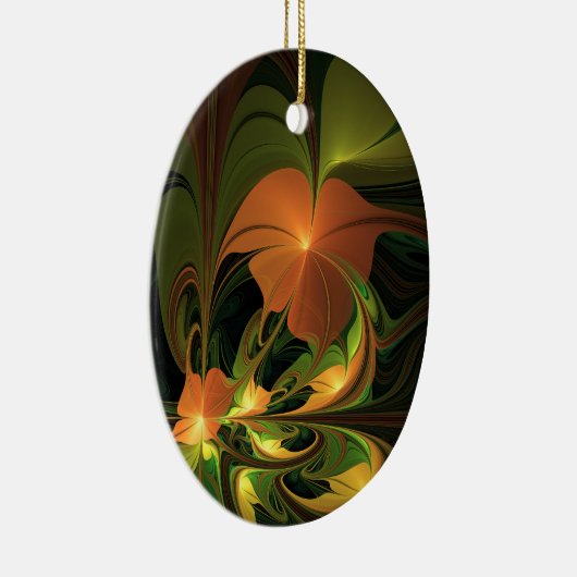 Fantasie Plant Abstract Groen Roest Bruin Fractal Keramisch Ornament (Rechts)