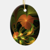 Fantasie Plant Abstract Groen Roest Bruin Fractal Keramisch Ornament (Achterkant)