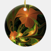 Fantasie Plant Abstract Groen Roest Bruin Fractal Keramisch Ornament (Achterkant)