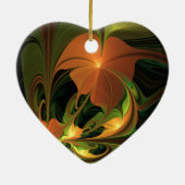 Fantasie Plant Abstract Groen Roest Bruin Fractal Keramisch Ornament (Achterkant)