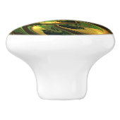 Fantasie Plant Abstract Groen Roest Bruin Fractal Keramische Knop (Zijkant)