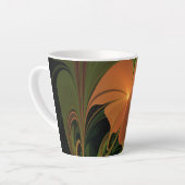 Fantasie Plant Abstract Groen Roest Bruin Fractal Latte Mok (Linkerhoek)