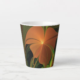 Fantasie Plant Abstract Groen Roest Bruin Fractal Latte Mok