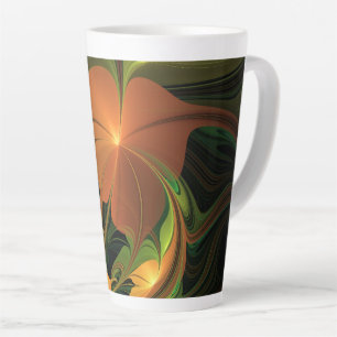 Fantasie Plant Abstract Groen Roest Bruin Fractal Latte Mok