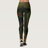 Fantasie Plant Abstract Groen Roest Bruin Fractal Leggings (Achterkant)