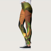 Fantasie Plant Abstract Groen Roest Bruin Fractal Leggings (Links)