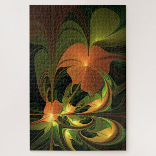 Fantasie Plant Abstract Groen Roest Bruin Fractal Legpuzzel
