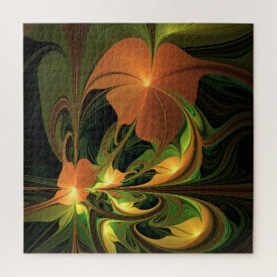 Fantasie Plant Abstract Groen Roest Bruin Fractal Legpuzzel